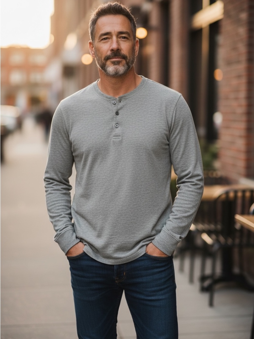 James Perse Light Gray Long-Sleeve Henley